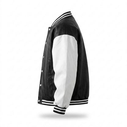 Lederjacken Outlet24 - Rabit | Zweifarbige Geknöpfte Lederjacke Unisex