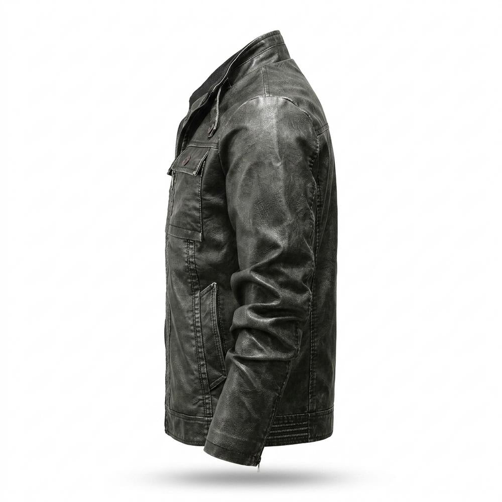 Lederjacken Outlet24 - Kokom | Gefüttert Strukturiert Lederjacke Herren