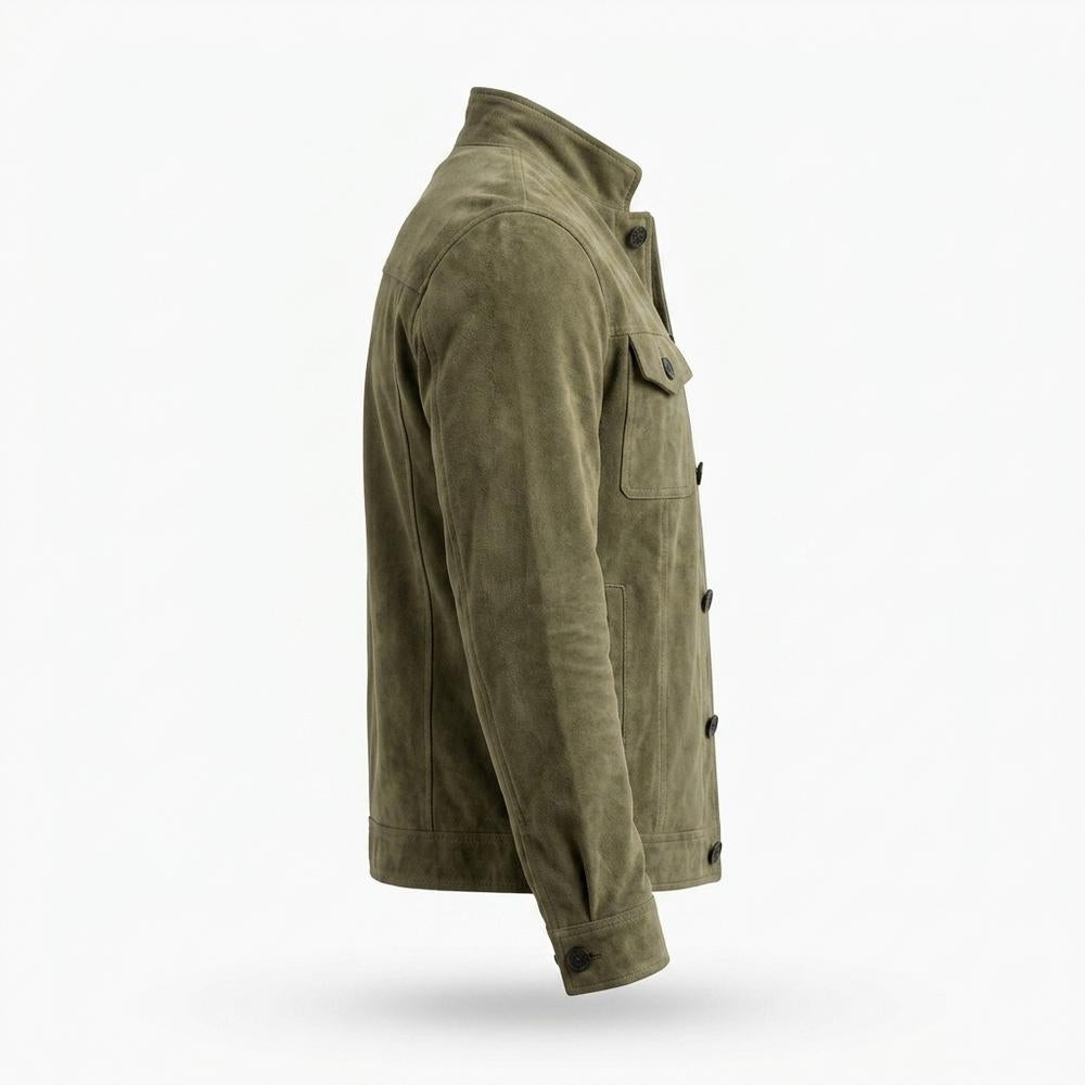 Lederjacken Outlet24 - Yawud | Geknöpft Langärmlig Wildleder-Jacke Herren