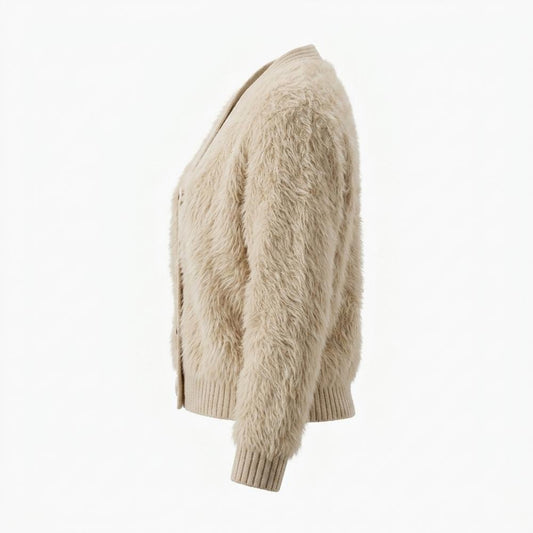 Lederjacken Outlet24 - Ailur | Flauschiger Kurzgeschnittener Cardigan Damen