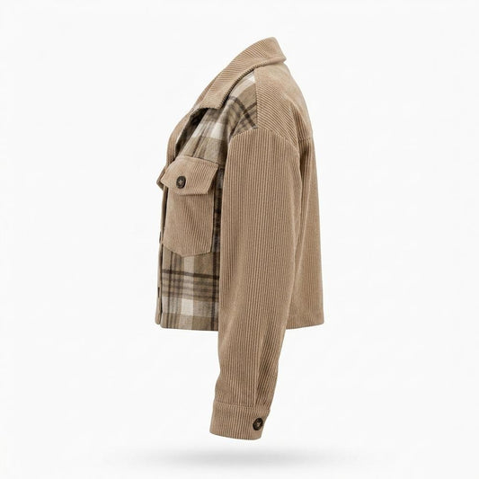 Lederjacken Outlet24 - Aifir | Gerippte Karierte Jacke Damen