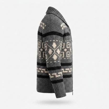Lederjacken Outlet24 - Dogem | Gemustert Gestrickt Strickjacke Herren