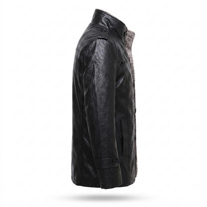 Lederjacken Outlet24 - Vawos | Gefütterte Geknöpfte Lederjacke Herren