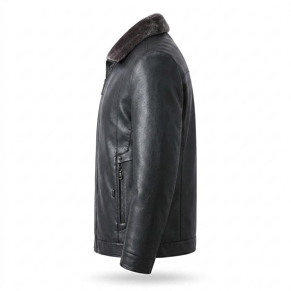 Lederjacken Outlet24 - Lezor | Gefütterte Reißverschluss Lederjacke Herren