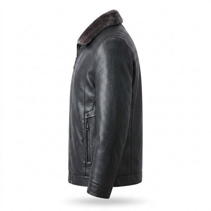 Lederjacken Outlet24 - Lezor | Gefütterte Reißverschluss Lederjacke Herren