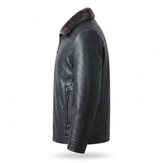 Lederjacken Outlet24 - Lezor | Gefütterte Reißverschluss Lederjacke Herren