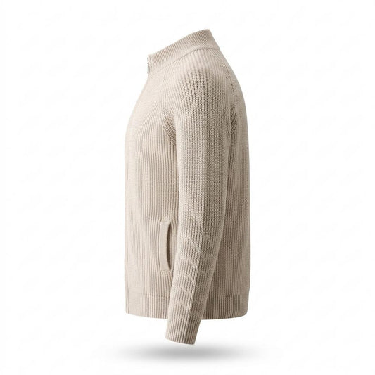 Lederjacken Outlet24 - Aefed | Gerippte Reißverschluss Strickjacke Herren