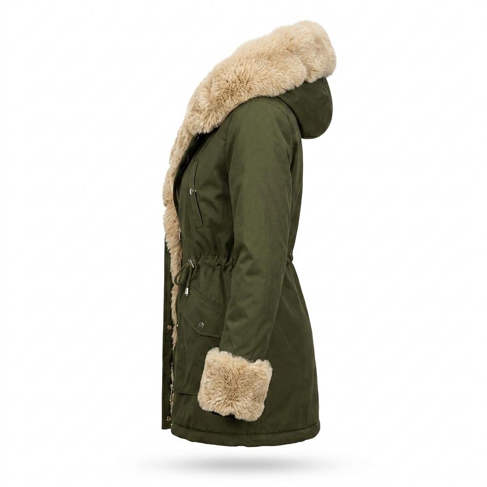 Lederjacken Outlet24 - Nibin | Gefütterter Webpelz Mantel Damen