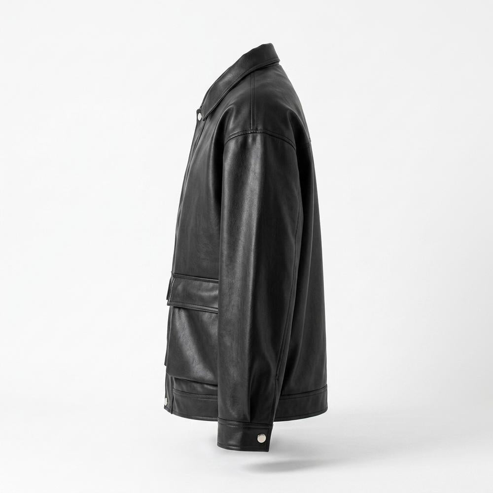 Lederjacken Outlet24 - Lomir | Kastig Geknöpft Lederjacke Unisex