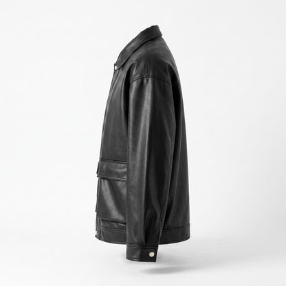 Lederjacken Outlet24 - Lomir | Kastig Geknöpft Lederjacke Unisex