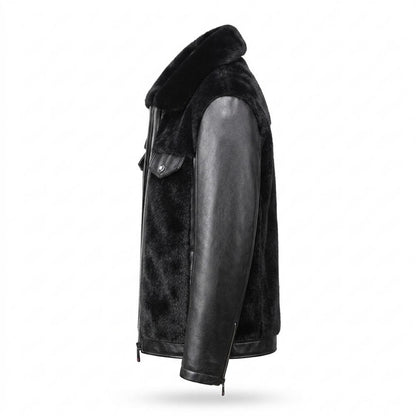 Lederjacken Outlet24 - Vegit | Fellbesetzt Gefüttert Lederjacke Herren