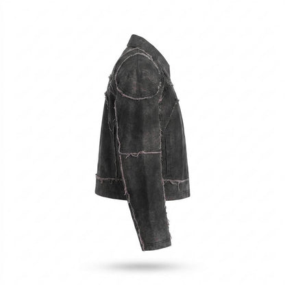 Lederjacken Outlet24 - Zuhut | Dekonstruiert Kurzgeschnitten Lederjacke Unisex