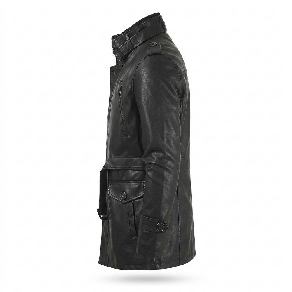 Lederjacken Outlet24 - Altor | Gefütterter Hochschließender Ledermantel Herren
