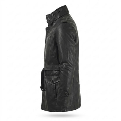 Lederjacken Outlet24 - Altor | Gefütterter Hochschließender Ledermantel Herren
