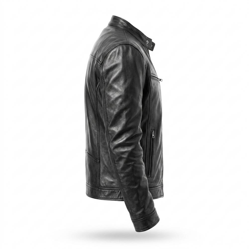Lederjacken Outlet24 - Kevun | Tailliert Gesteppt Lederjacke Herren