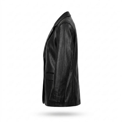 Lederjacken Outlet24 - Yiben | Oversized Langärmlige Lederjacke Damen