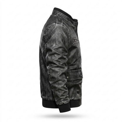 Lederjacken Outlet24 - Dabik | Gewaschen Strukturiert Lederjacke Herren