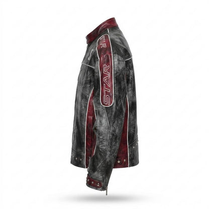Lederjacken Outlet24 - Kakum | Zweifarbige Bestickte Lederjacke Herren