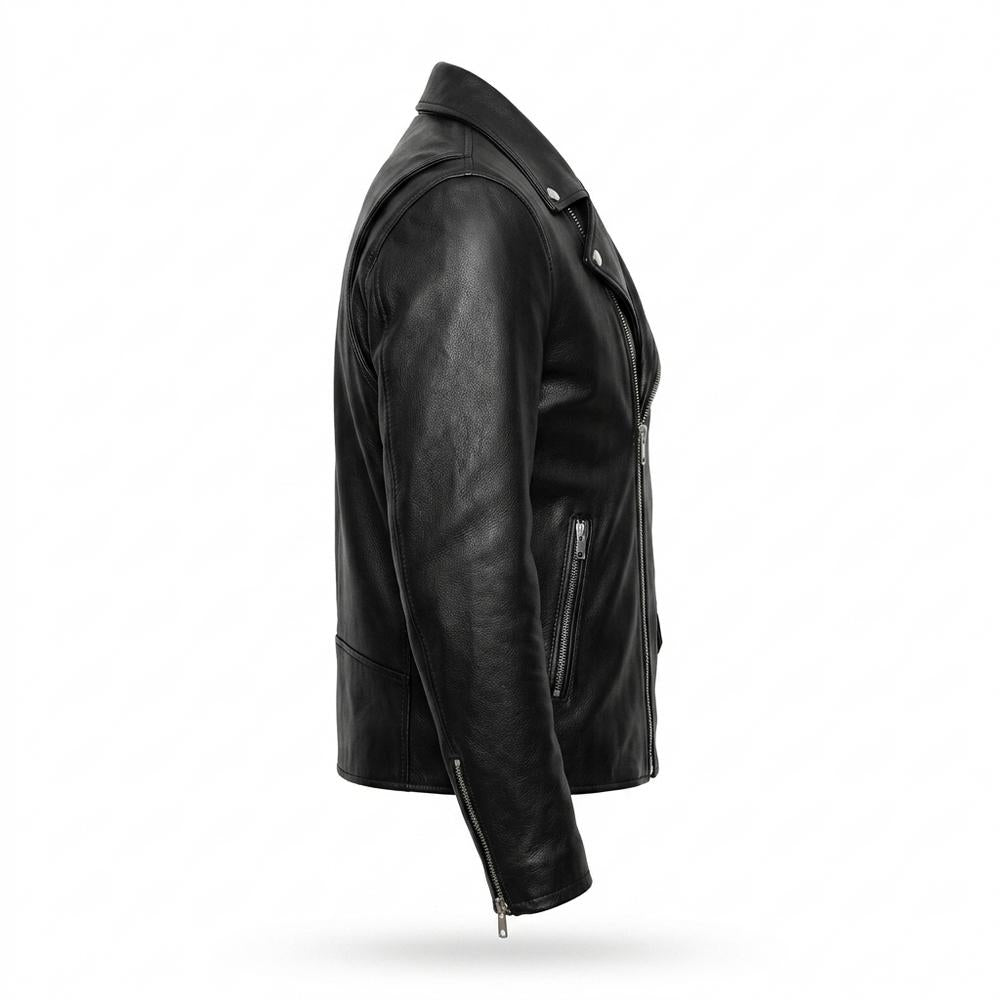Lederjacken Outlet24 - Yefan | Asymmetrische Taillierte Lederjacke Herren