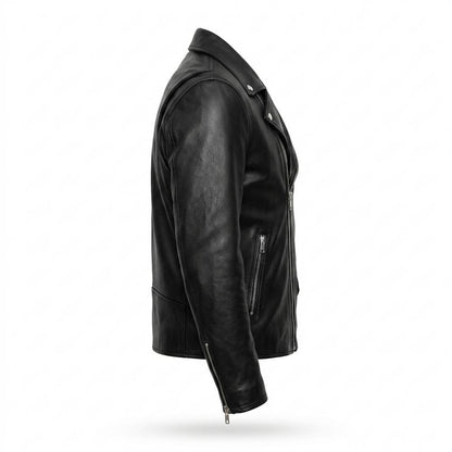Lederjacken Outlet24 - Yefan | Asymmetrische Taillierte Lederjacke Herren