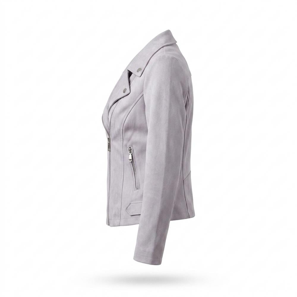 Lederjacken Outlet24 - Dasiv | Tailliert Asymmetrisch Wildleder-Jacke Damen