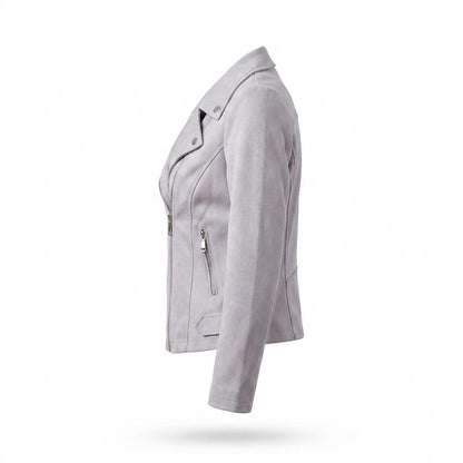 Lederjacken Outlet24 - Dasiv | Tailliert Asymmetrisch Wildleder-Jacke Damen