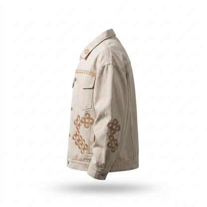 Lederjacken Outlet24 - Eisat | Bestickt Geknöpft Jacke Unisex