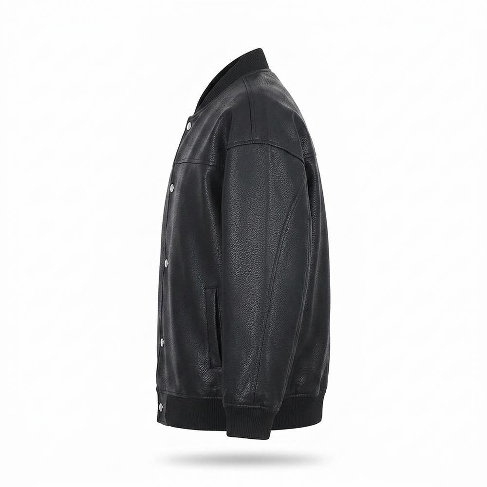 Lederjacken Outlet24 - Donit | Geknöpft Gerippt Lederjacke Unisex