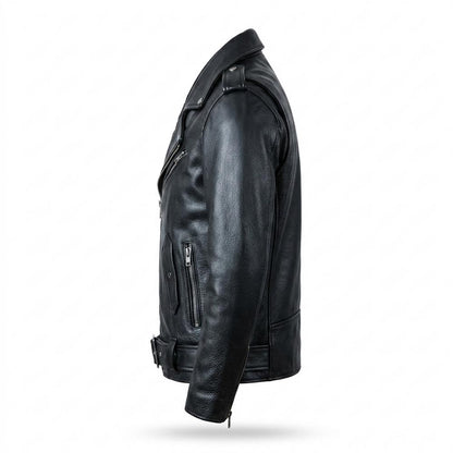 Lederjacken Outlet24 - Renun | Asymmetrisch Gegürtelt Lederjacke Herren