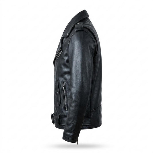 Lederjacken Outlet24 - Renun | Asymmetrisch Gegürtelt Lederjacke Herren