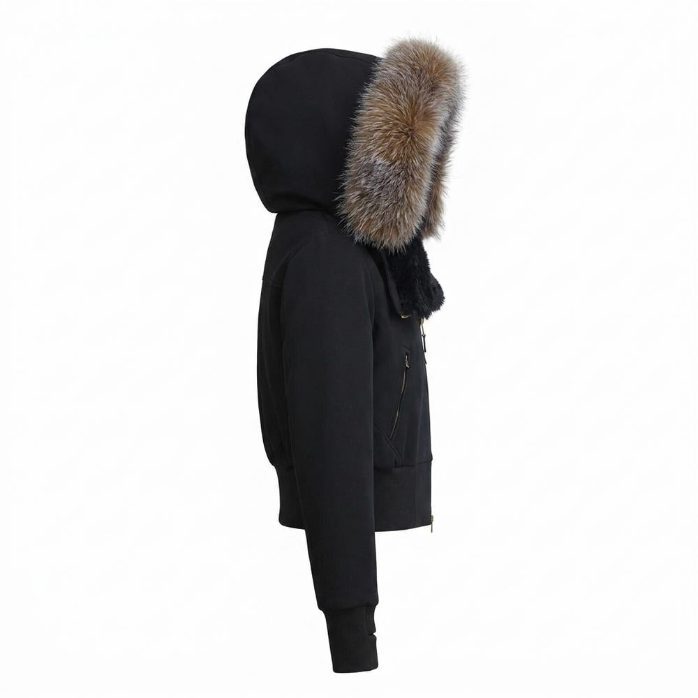 Lederjacken Outlet24 - Eibov | Fellbesetzt Kurzgeschnitten Jacke Damen