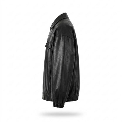 Lederjacken Outlet24 - Aekiv | Weite Geknöpfte Lederjacke Unisex