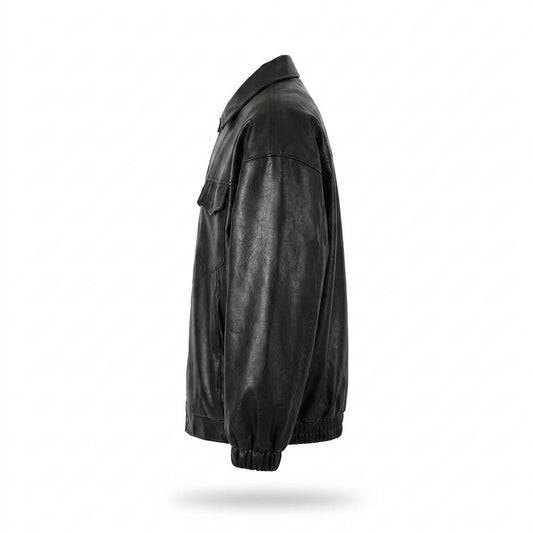 Lederjacken Outlet24 - Aekiv | Weite Geknöpfte Lederjacke Unisex