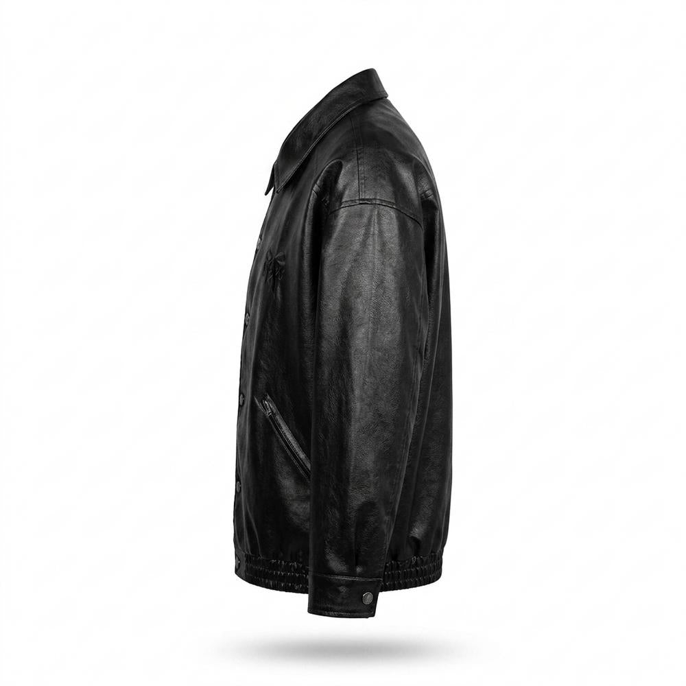 Lederjacken Outlet24 - Rokus | Geknöpft Oversized Lederjacke Unisex