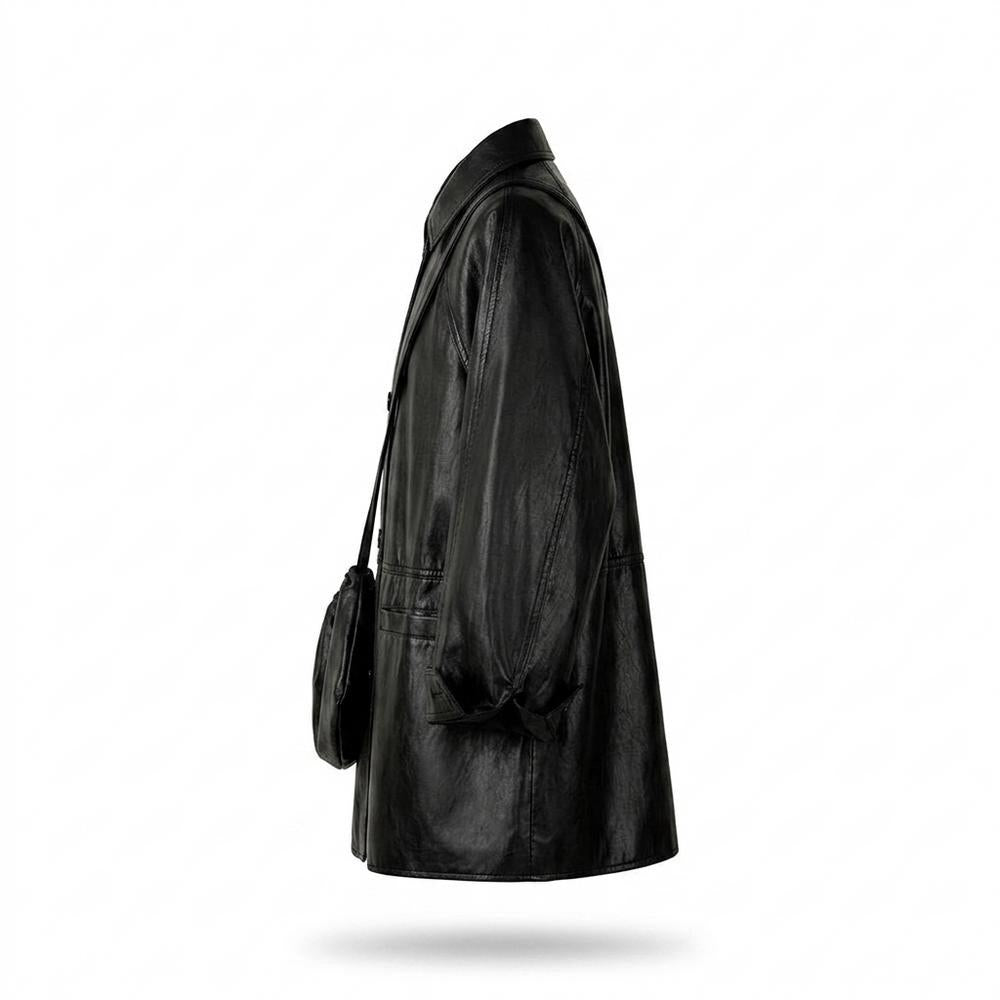 Lederjacken Outlet24 - Eedan | Geknöpft Oversized Ledermantel Unisex