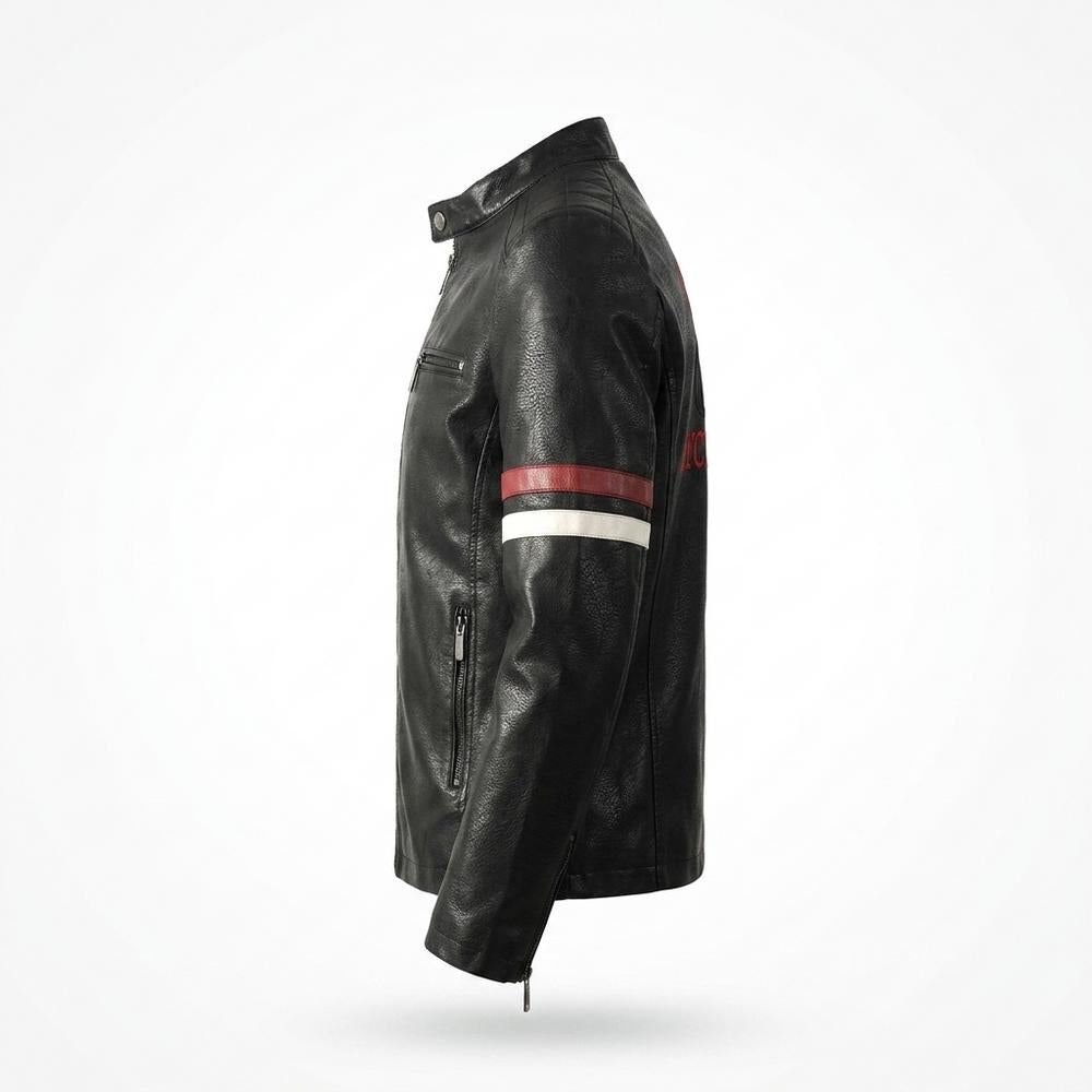 Lederjacken Outlet24 - Aowor | Bestickt Gestreift Lederjacke Herren