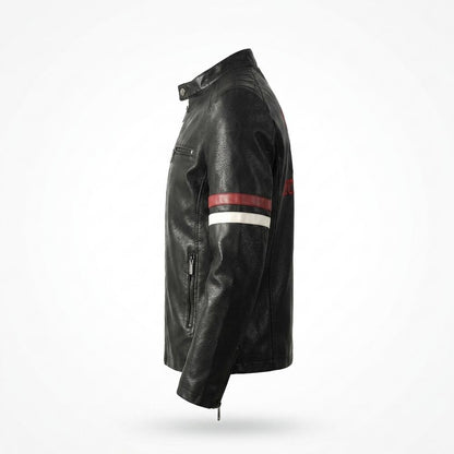 Lederjacken Outlet24 - Aowor | Bestickt Gestreift Lederjacke Herren