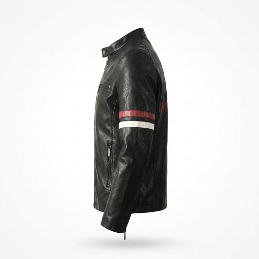Lederjacken Outlet24 - Aowor | Bestickt Gestreift Lederjacke Herren