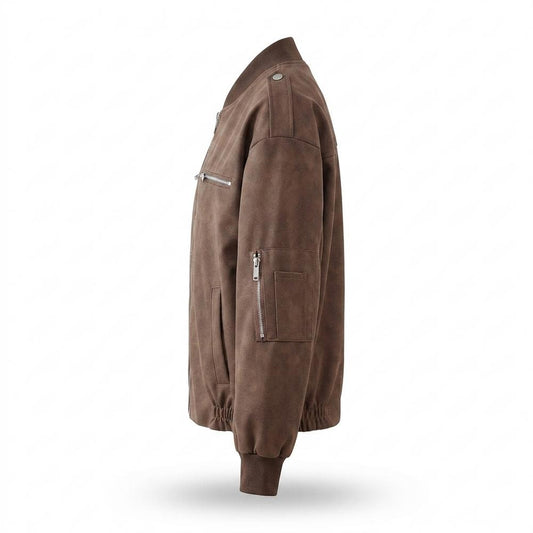 Lederjacken Outlet24 - Aohal | Gefütterte Matte Wildleder-Jacke Unisex