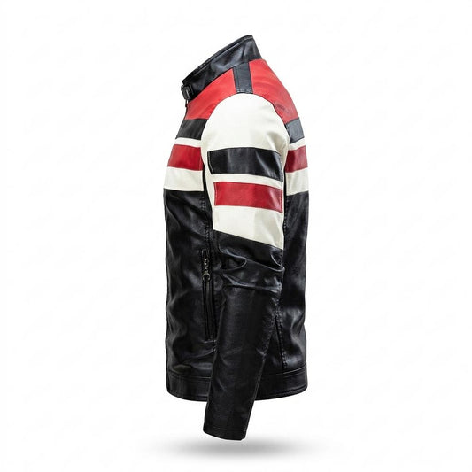 Lederjacken Outlet24 - Civom | Gestreift Tailliert Lederjacke Herren