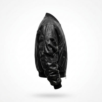 Lederjacken Outlet24 - Yizek | Geraffte Strukturierte Lederjacke Unisex