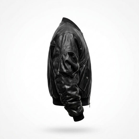 Lederjacken Outlet24 - Yizek | Geraffte Strukturierte Lederjacke Unisex