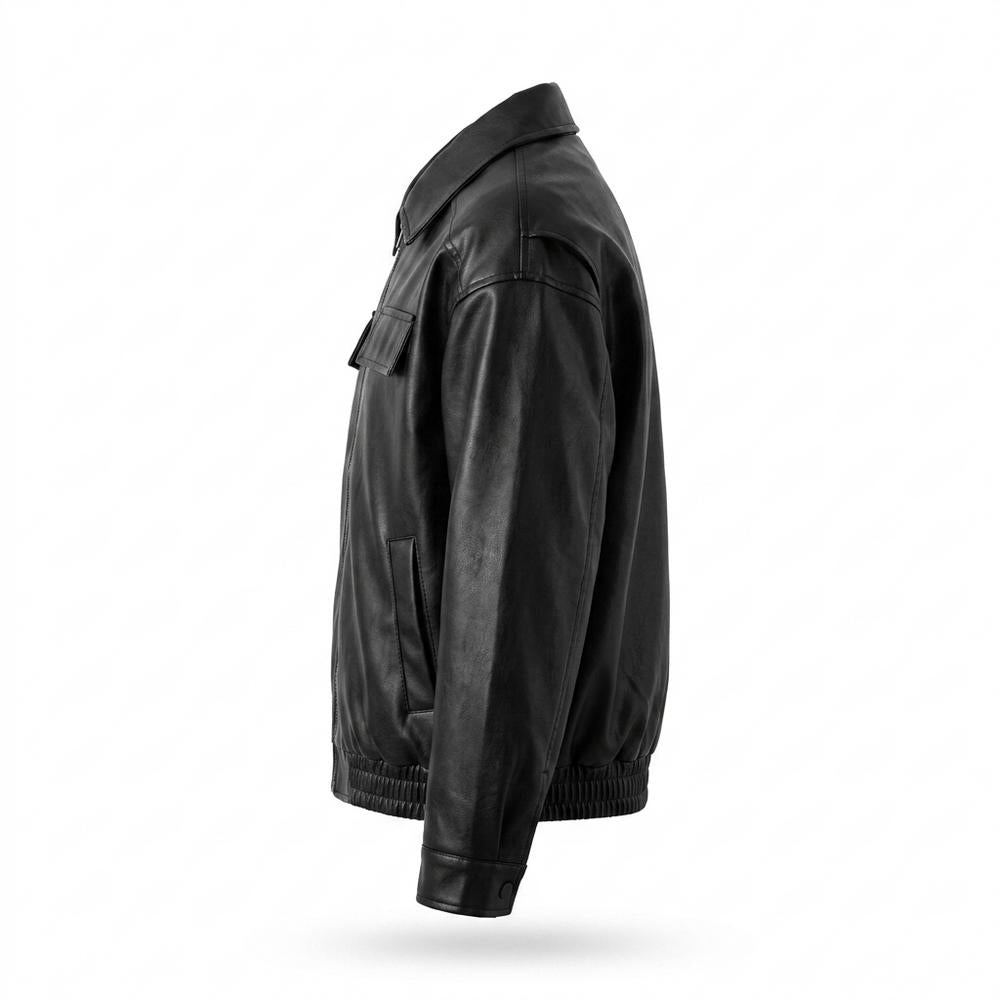 Lederjacken Outlet24 - Cafuk | Gefütterte Locker Geschnittene Lederjacke Unisex