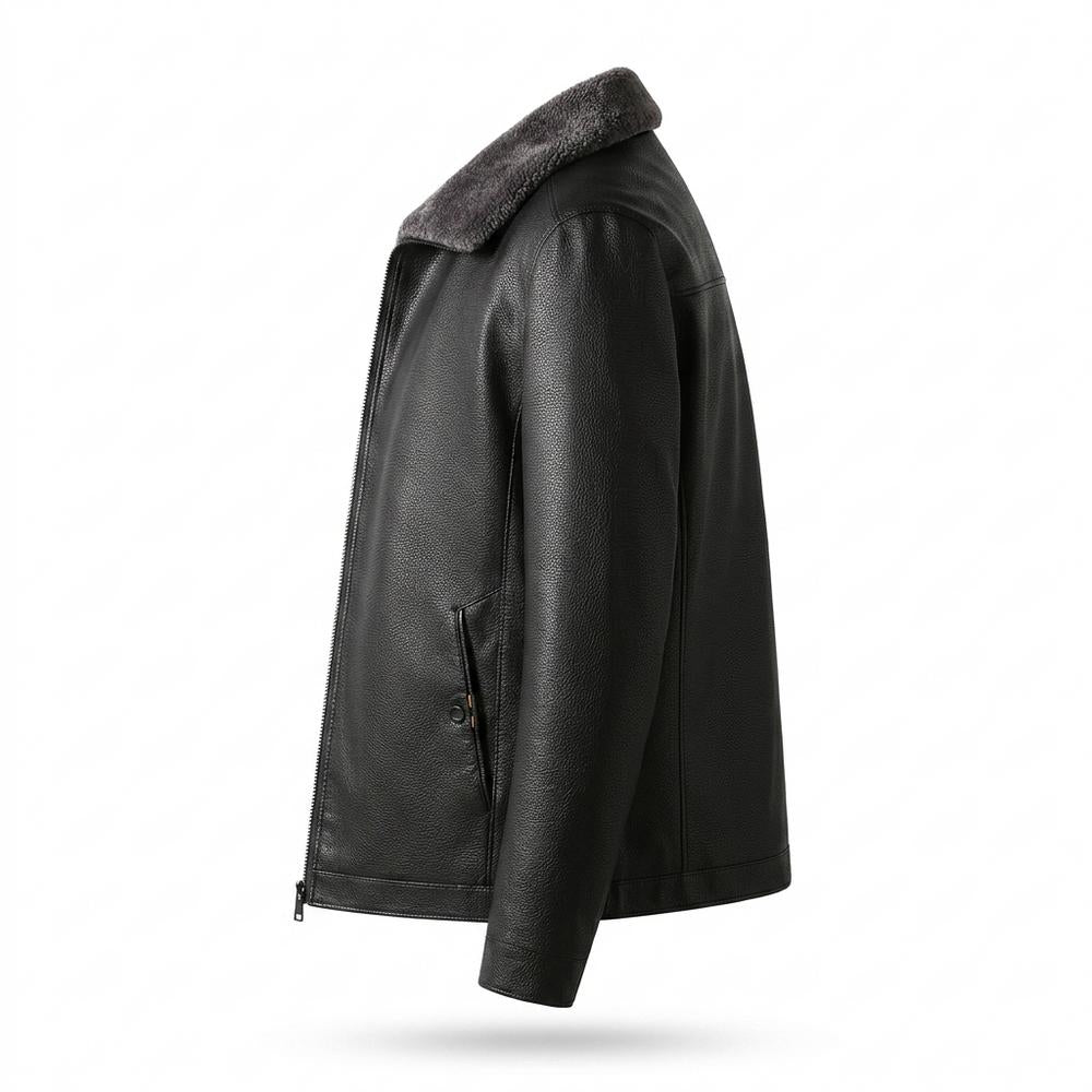 Lederjacken Outlet24 - Cozun | Gefüttert Strukturiert Lederjacke Herren