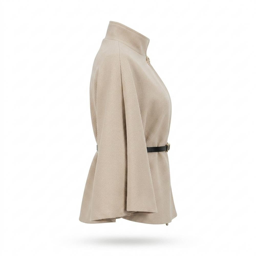 Lederjacken Outlet24 - Yepav | Hochgeschlossener Gerippter Mantel Damen