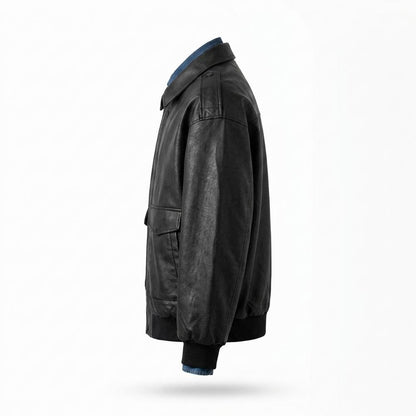 Lederjacken Outlet24 - Vevan | Gefütterte Gerippte Lederjacke Herren