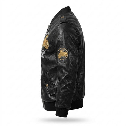 Lederjacken Outlet24 - Kisev | Bestickt Gefüttert Lederjacke Herren