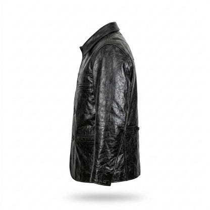 Lederjacken Outlet24 - Tavin | Strukturierte Geknöpfte Lederjacke Herren