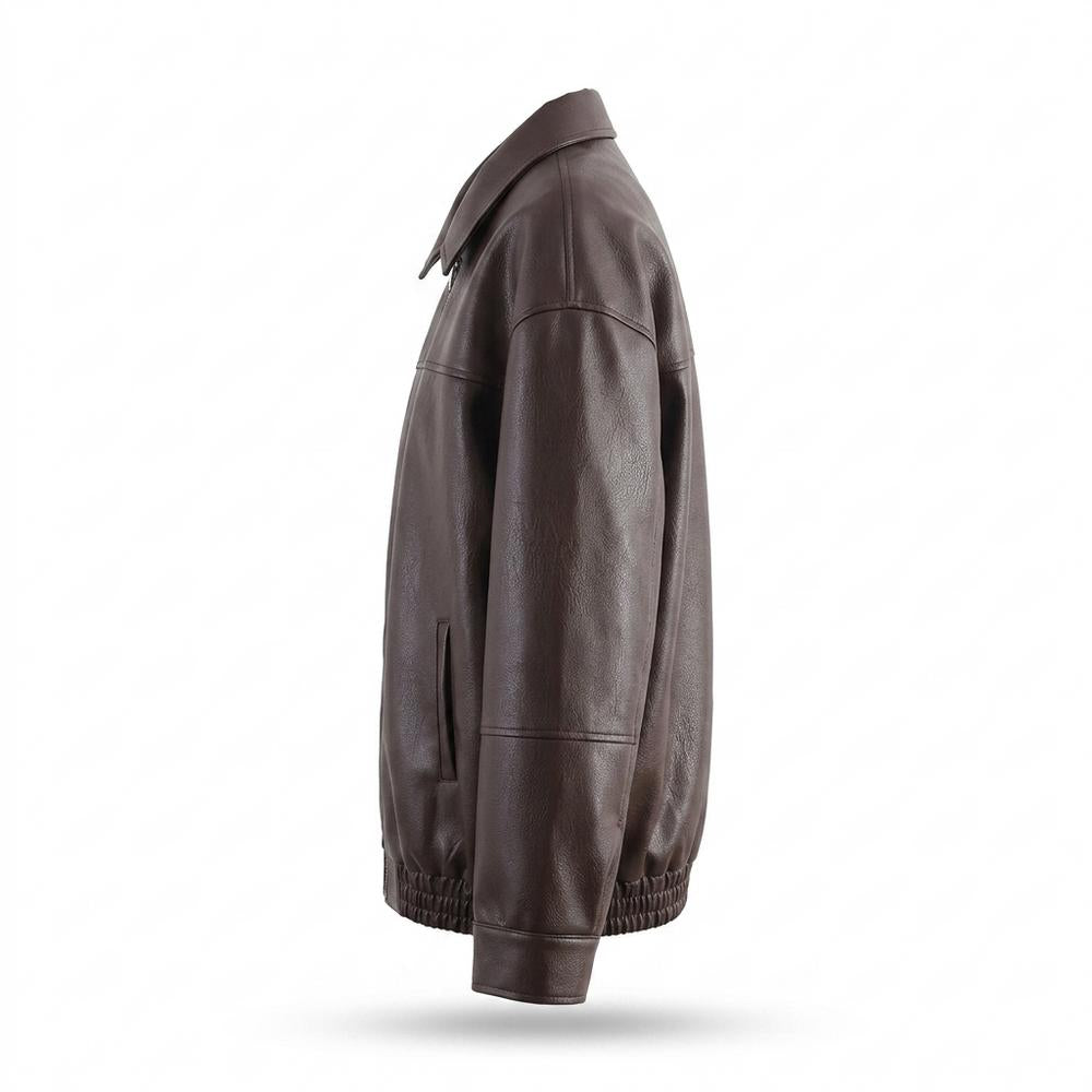 Lederjacken Outlet24 - Yonid | Gefütterte Locker Geschnittene Lederjacke Unisex
