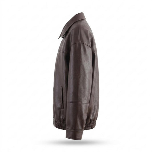 Lederjacken Outlet24 - Yonid | Gefütterte Locker Geschnittene Lederjacke Unisex